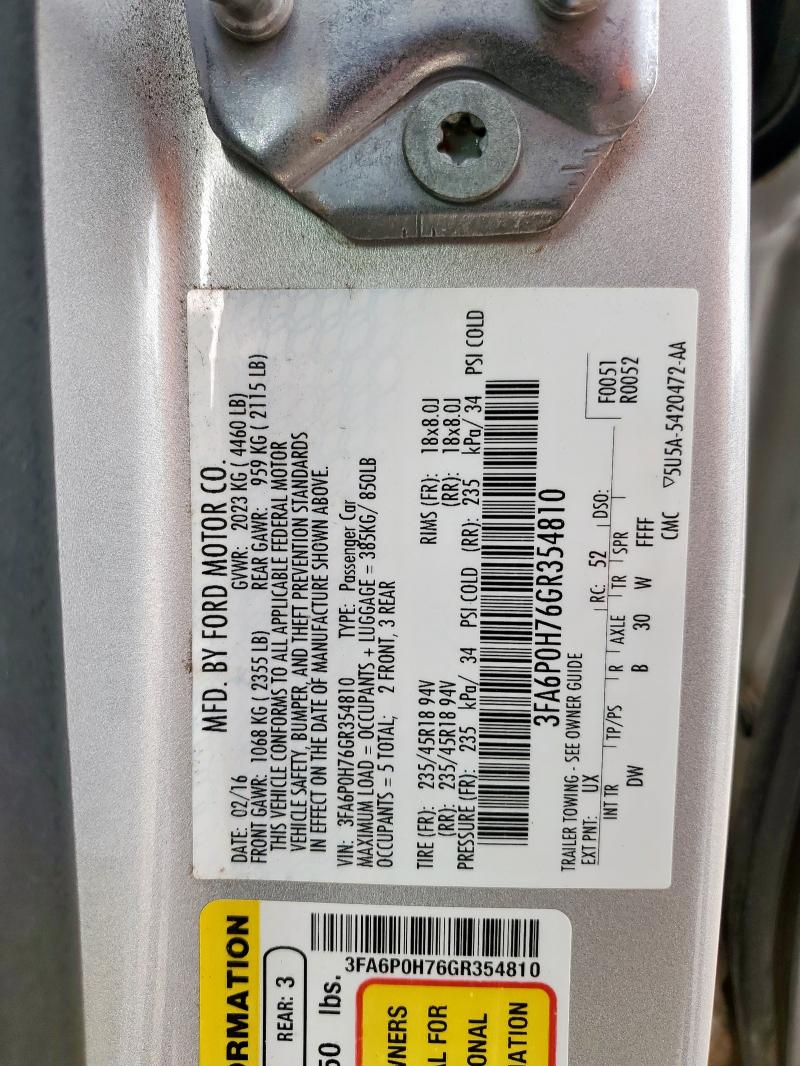 3FA6P0H76GR354810 Ford 2016