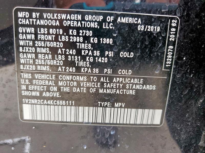 1V2NR2CA4KC555111 Volkswagen ATLAS SEL