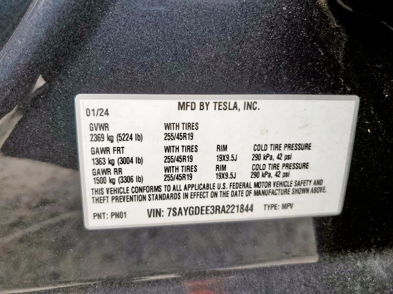 7SAYGDEE3RA221844 Tesla Model Y