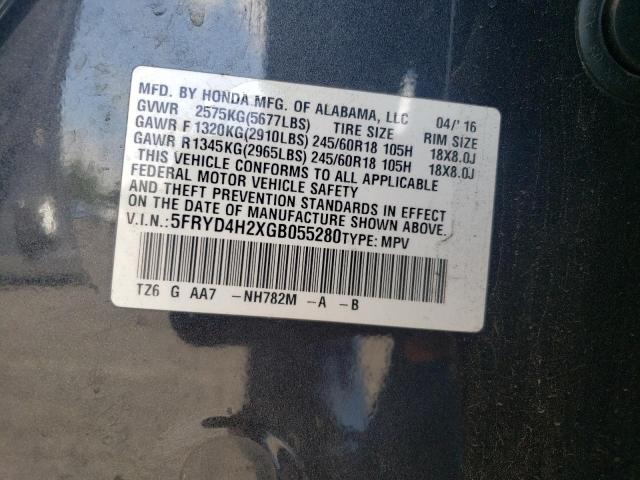 5FRYD4H2XGB055280 Acura j35y5