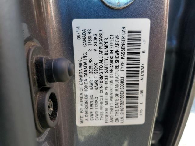 2HGFB2F88EH533893 Honda r18z1
