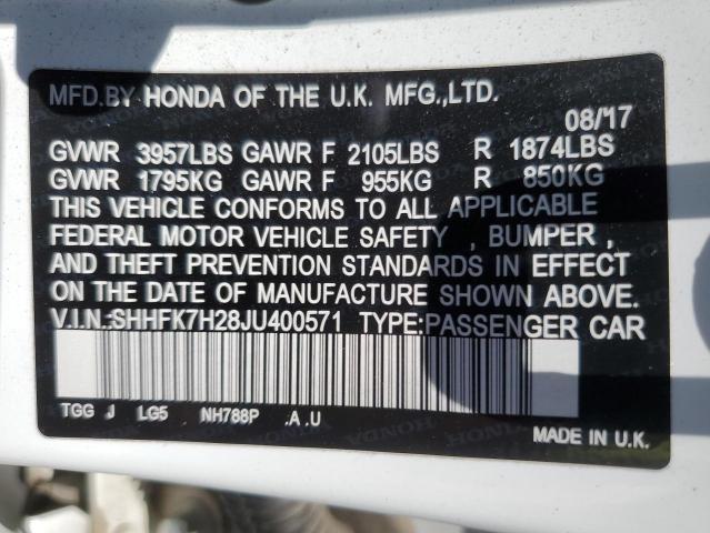 SHHFK7H28JU400571 Honda Civic Lx