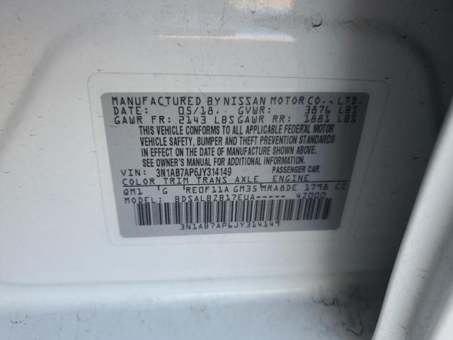 3N1AB7AP6JY314149 Nissan 2018