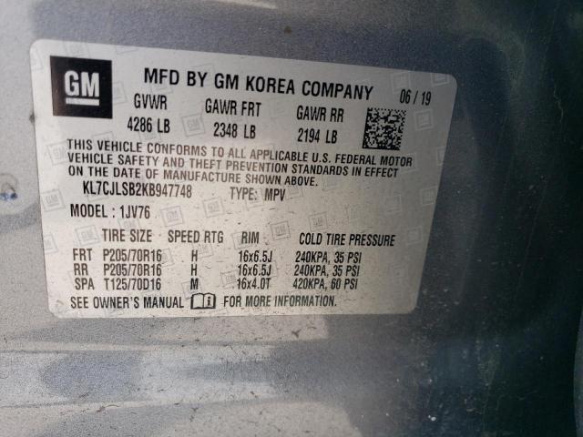 KL7CJLSB2KB947748 Chevrolet luv - mfi, variable valve timing, e85 max, alum