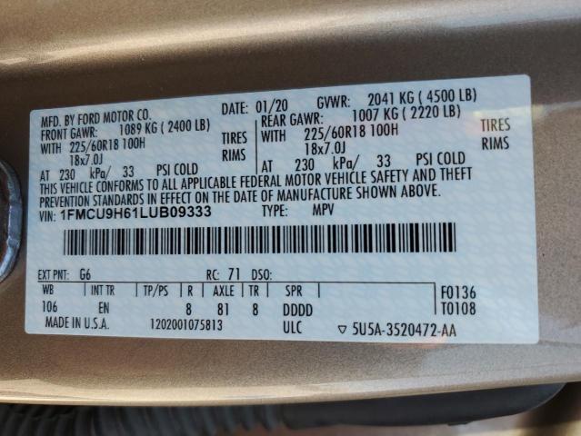 1FMCU9H61LUB09333 Ford ESCAPE SEL