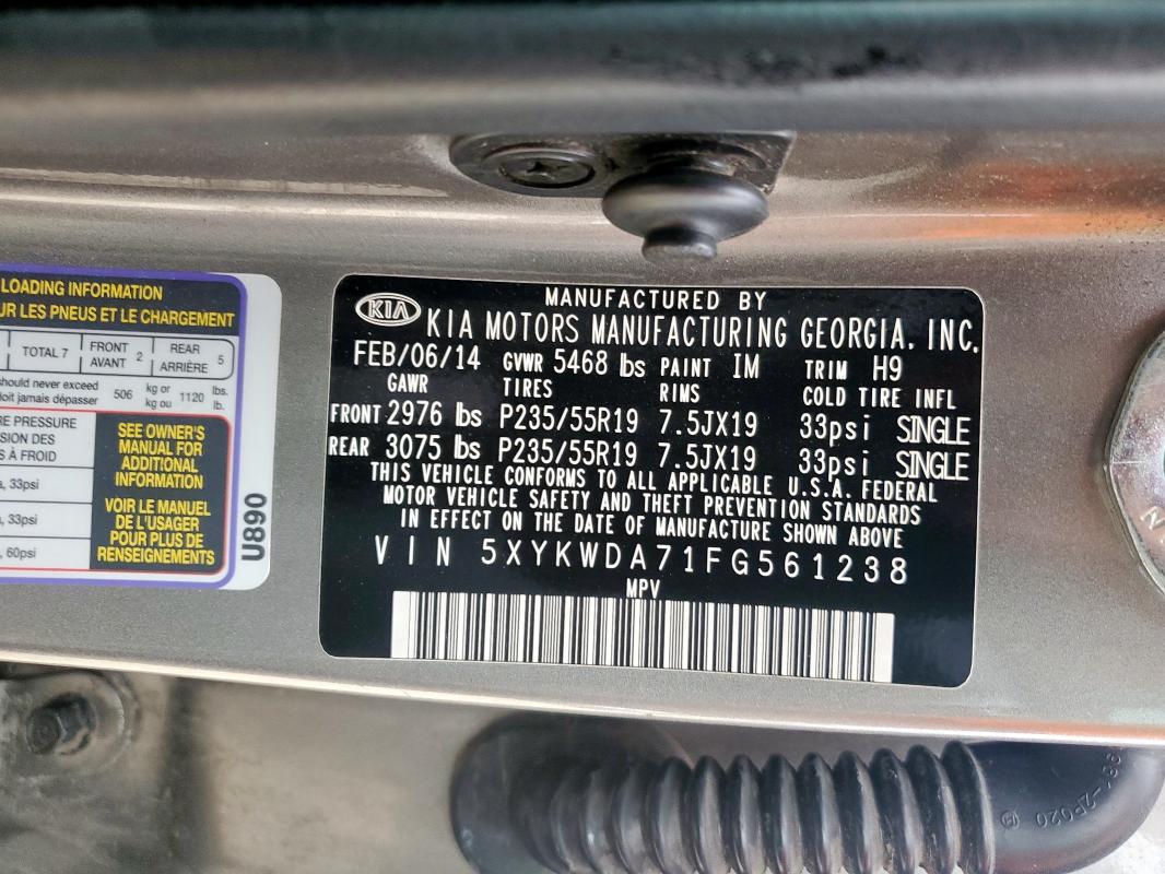 5XYKWDA71FG561238 KIA gasoline 3.3 v6 gdi lambda ii