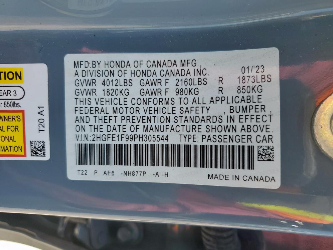 2HGFE1F99PH305544 Honda CIVIC TOUR
