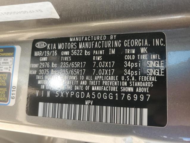 5XYPGDA50GG176997 KIA dohc gdi lambda ii