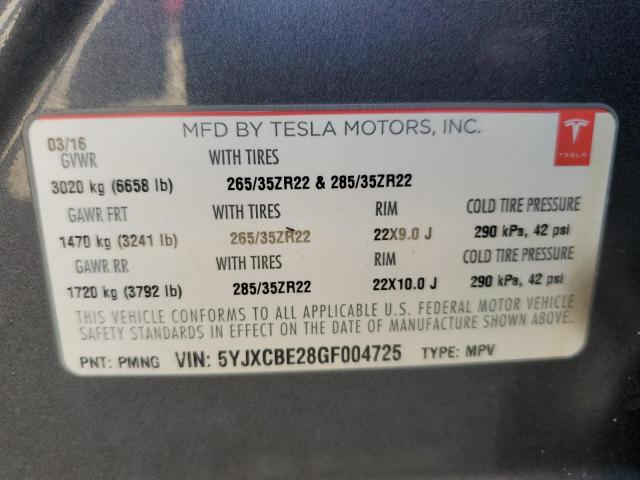 5YJXCBE28GF004725 Tesla 2016