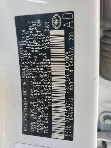 2T1BURHE2KC141646 Toyota 2zr-fe