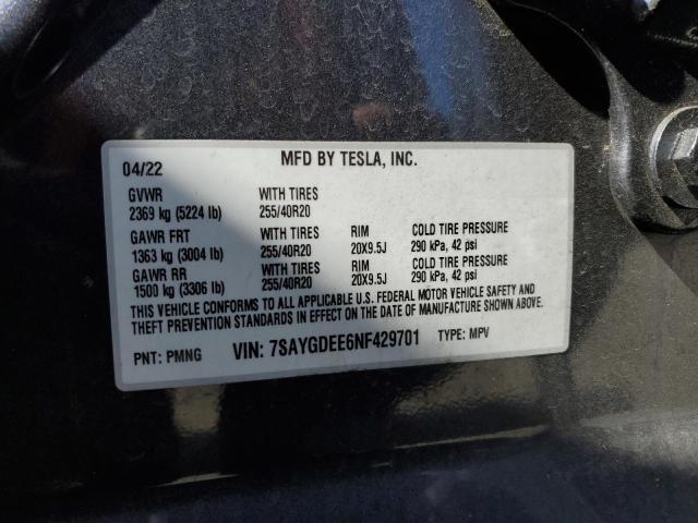 7SAYGDEE6NF429701 Tesla Model Y