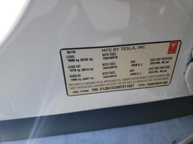 5YJSA1E26KF311667 Tesla 2019