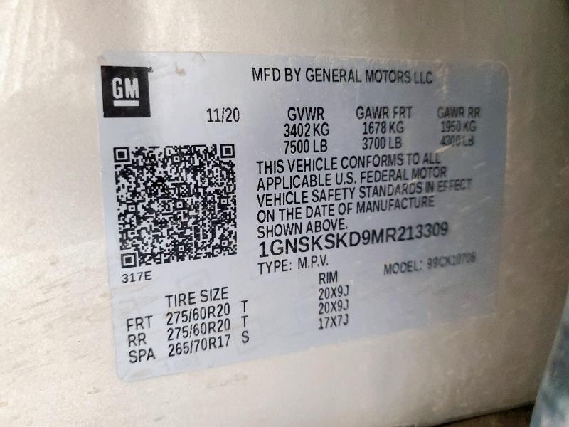 1GNSKSKD9MR213309 Chevrolet TAHOE K150