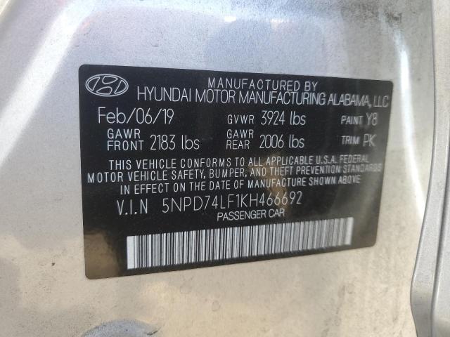 5NPD74LF1KH466692 Hyundai mpi nu