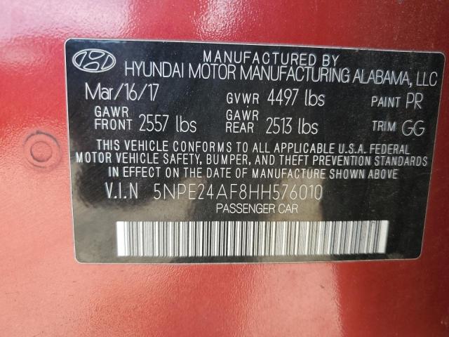 5NPE24AF8HH576010 Hyundai SONATA SE