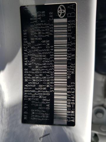 5YFBURHE5GP516744 Toyota COROLLA L