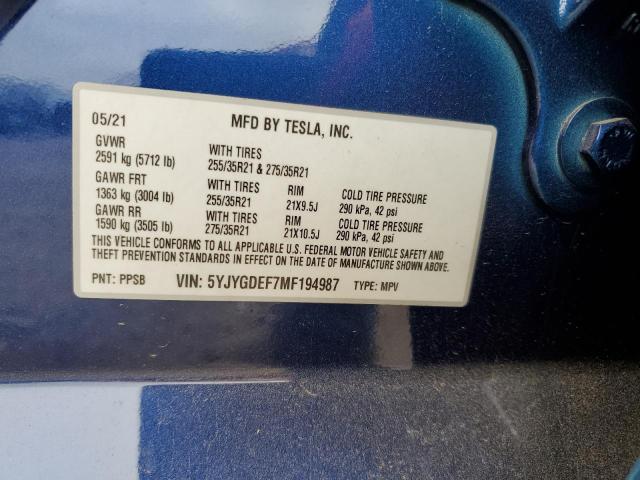 5YJYGDEF7MF194987 Tesla Model Y