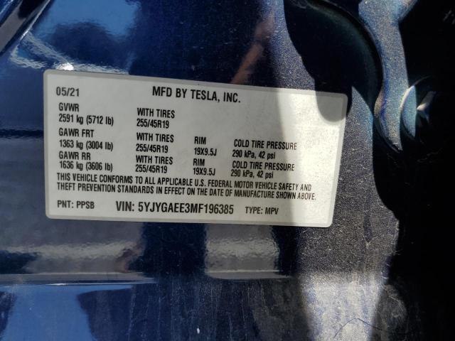5YJYGAEE3MF196385 Tesla Model Y