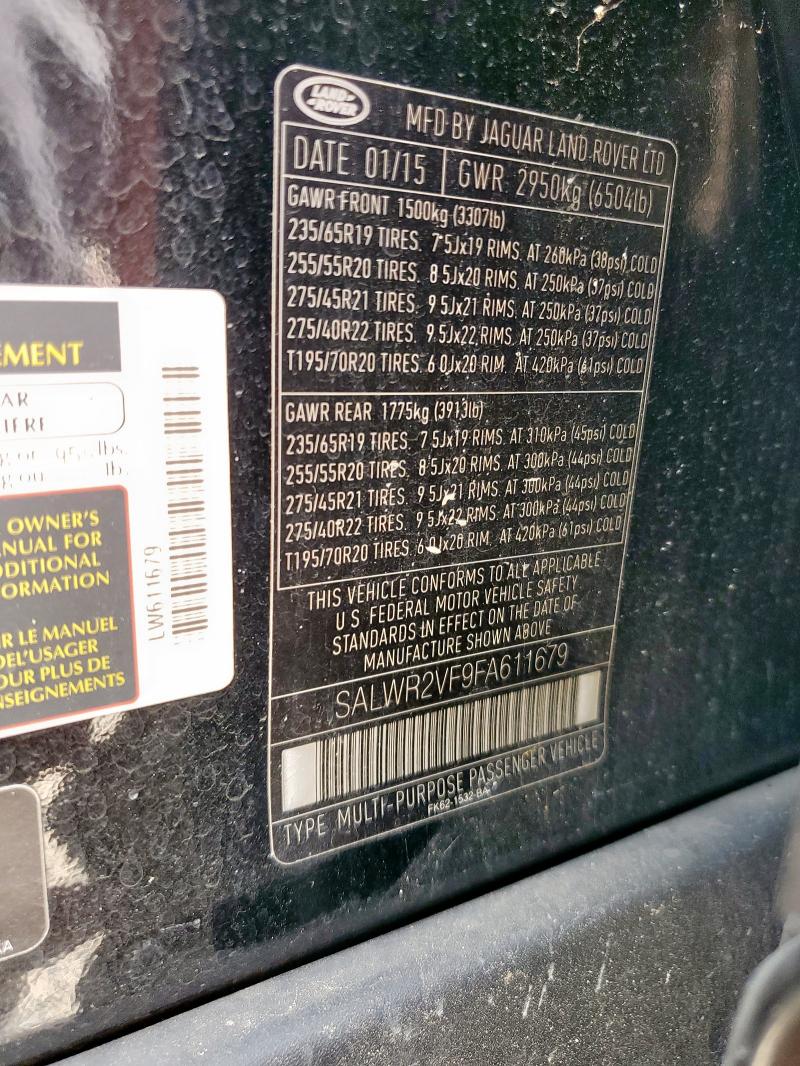 SALWR2VF9FA611679 Land Rover RANGE ROVE