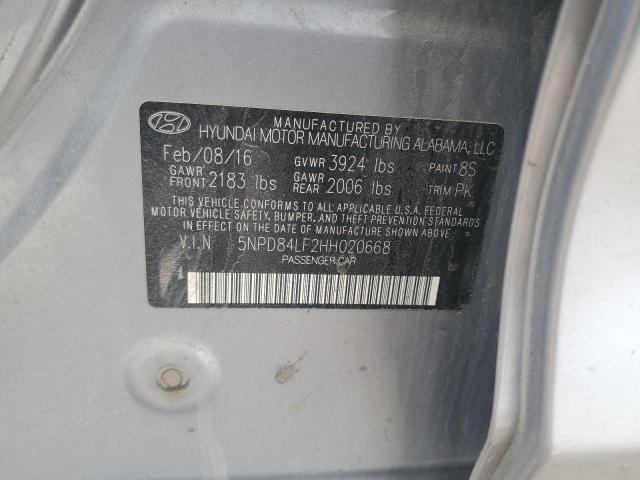 5NPD84LF2HH020668 Hyundai 2017