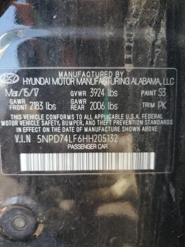 5NPD74LF6HH205132 Hyundai 2017