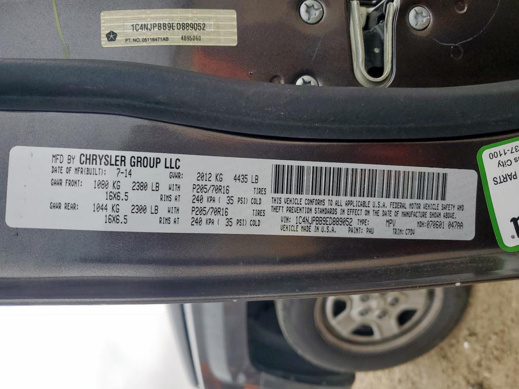 1C4NJPBB9ED889052 Jeep PATRIOT SP