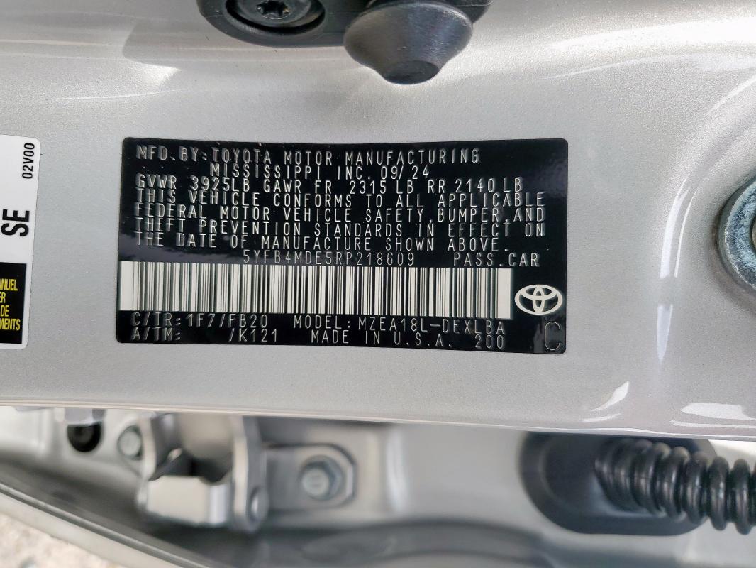 5YFB4MDE5RP218609 Toyota COROLLA LE