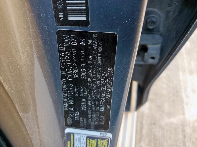 KNAFX4A63G5551727 KIA FORTE LX