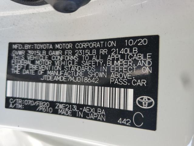 JTDEAMDE7MJ018642 Toyota 2zr-fxe, 1nm