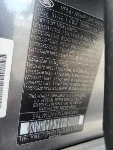 SALWG2KFXGA645660 Land Rover RANGE ROVE