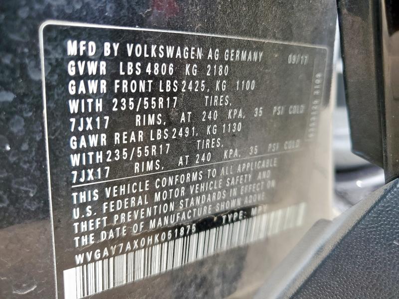 WVGAV7AX0HK051875 Volkswagen TIGUAN S