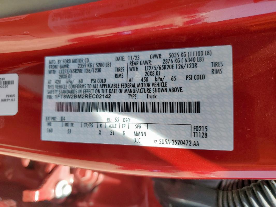 1FT8W2BM2REC02142 Ford F250 SUPER