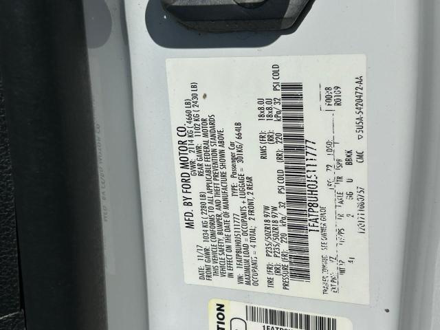 1FATP8UH0J5111777 Ford 2.3l 4v premium fuel