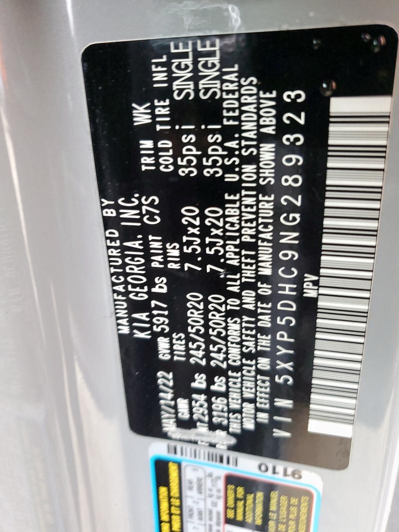 5XYP5DHC9NG289323 KIA Telluride