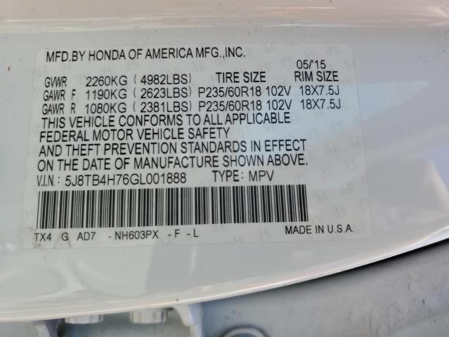 5J8TB4H76GL001888 Acura RDX ADVANC