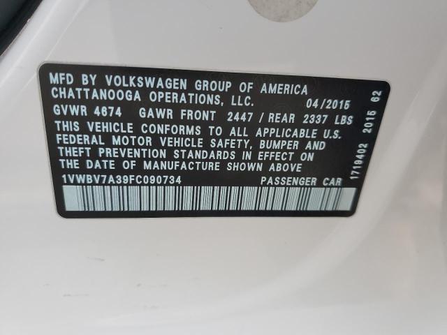 1VWBV7A39FC090734 Volkswagen PASSAT SE