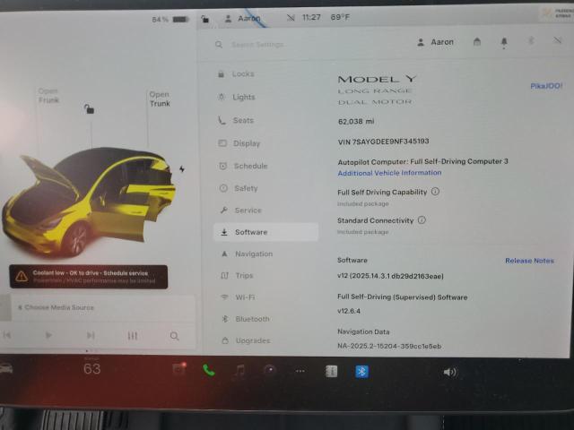 7SAYGDEE9NF345193 Tesla 2022