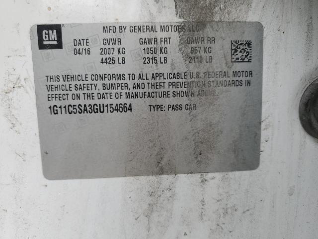 1G11C5SA3GU154664 Chevrolet lcv -sidi, dcvcp, vvt, dcvcp, e85 max, e0-e100, aluminum