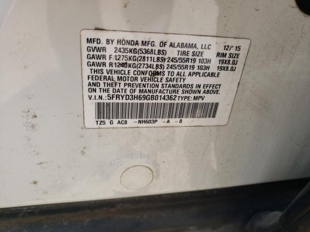 5FRYD3H69GB014362 Acura MDX TECHNO