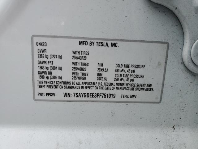 7SAYGDEE3PF751019 Tesla Model Y