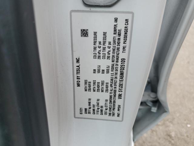 5YJ3E1EA6MF025109 Tesla MODEL 3