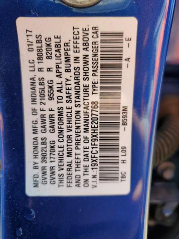 19XFC1F9XHE207768 Honda l15b7