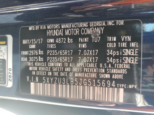 5XYZU3LB5JG515694 Hyundai gdi theta ii