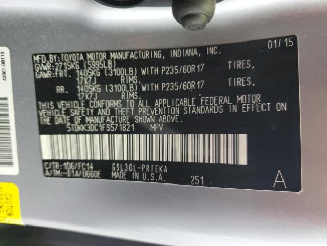 5TDKK3DC1FS571821 Toyota SIENNA LE