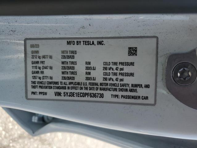 5YJ3E1EC0PF636730 Tesla 2023