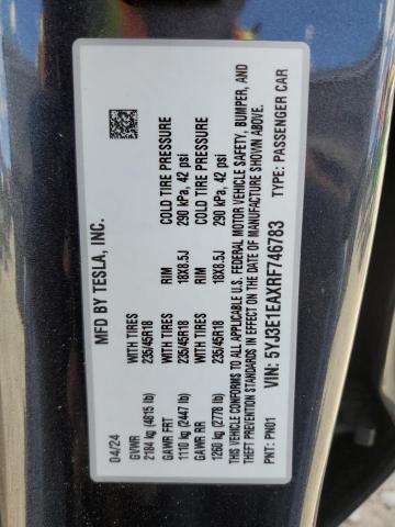 5YJ3E1EAXRF746783 Tesla MODEL 3