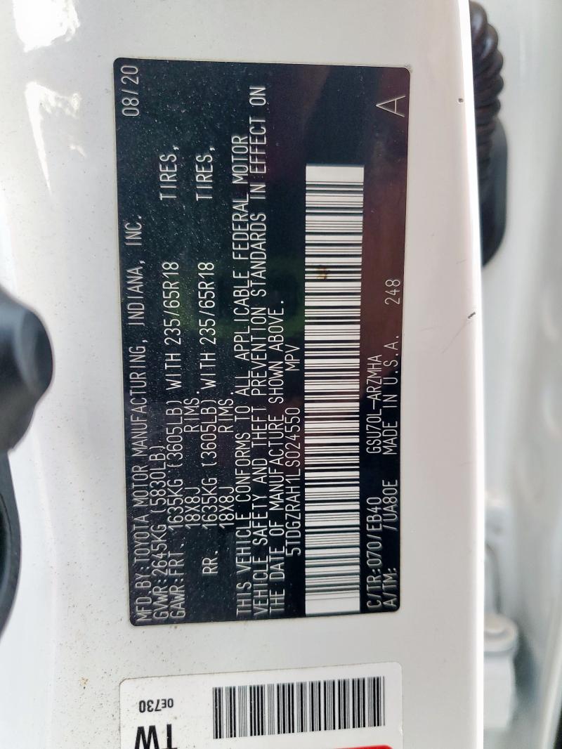 5TDGZRAH1LS024550 Toyota 2gr-fks