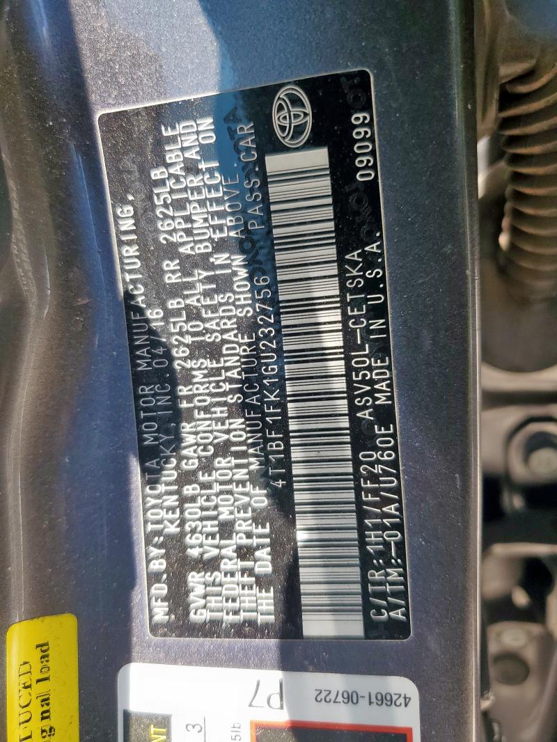 4T1BF1FK1GU232756 Toyota CAMRY LE