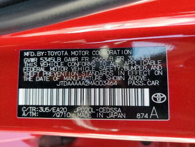 JTDAAAAA2MA003464 Toyota Mirai Xle