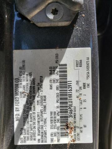 3FA6P0LU1HR163911 Ford FUSION SE